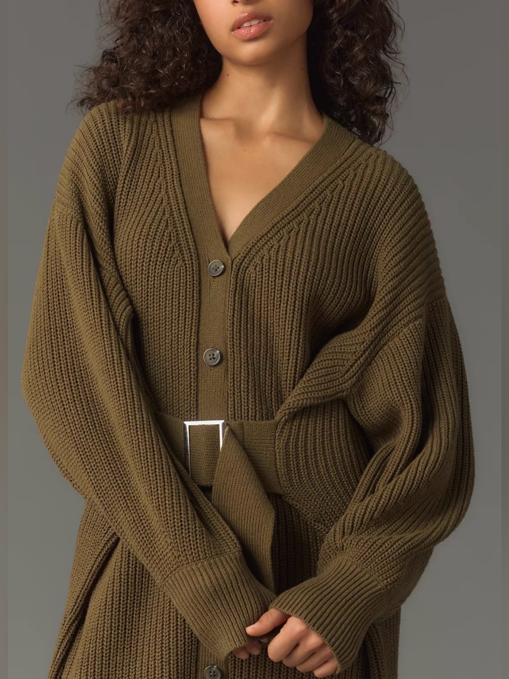 Anthropologie Long-Sleeve Belted
Cardigan Sweater Midi Dress - Picture 7 of 16